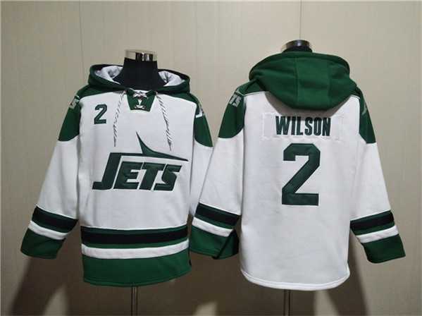 Men's New York Jets #2 Zach Wilson White Ageless Must-Have Lace-Up Pullover Hoodie,We sell and wholesale Men's New York Jets #2 Zach Wilson White Ageless Must-Have Lace-Up Pullover Hoodie on line form chian!